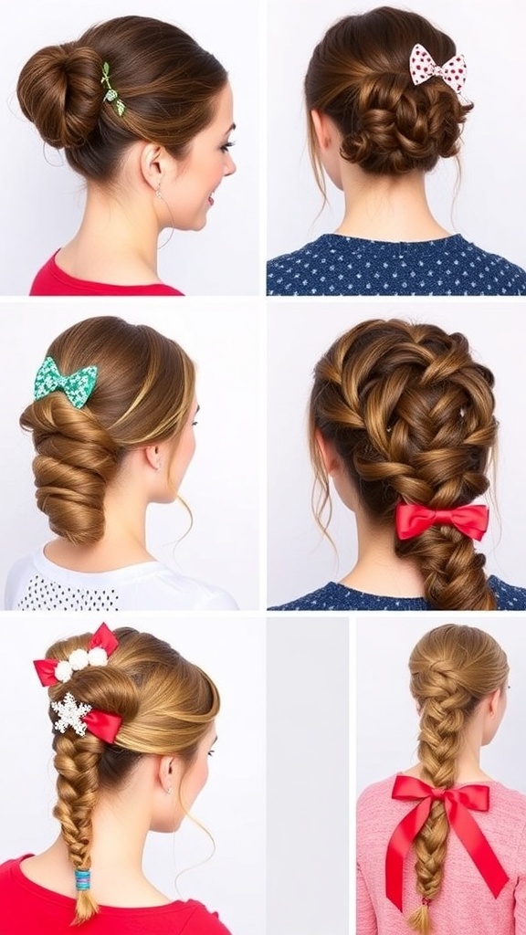 A collection of Christmas hairstyles for teachers, showcasing festive and elegant styles.